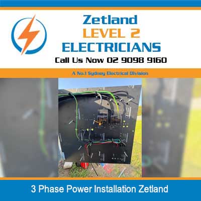 Electrical meter box and 3 phase power installation in Zetland