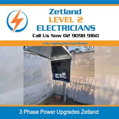 Outdoor electrical 3 phase power upgrades switchboard mounted on brick wall in Zetland
