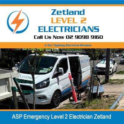 ASP emergency level 2 electrician white service van parked at worksite in Zetland