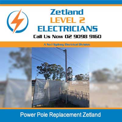 Power pole replacement on elevated platform near a transformer in Zetland